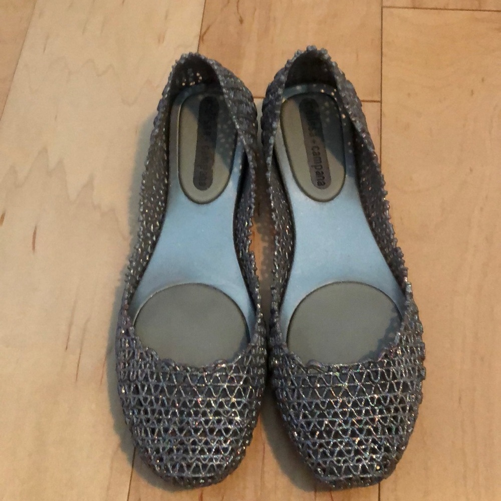 Melissa+ Campana gray glitter ballet flats